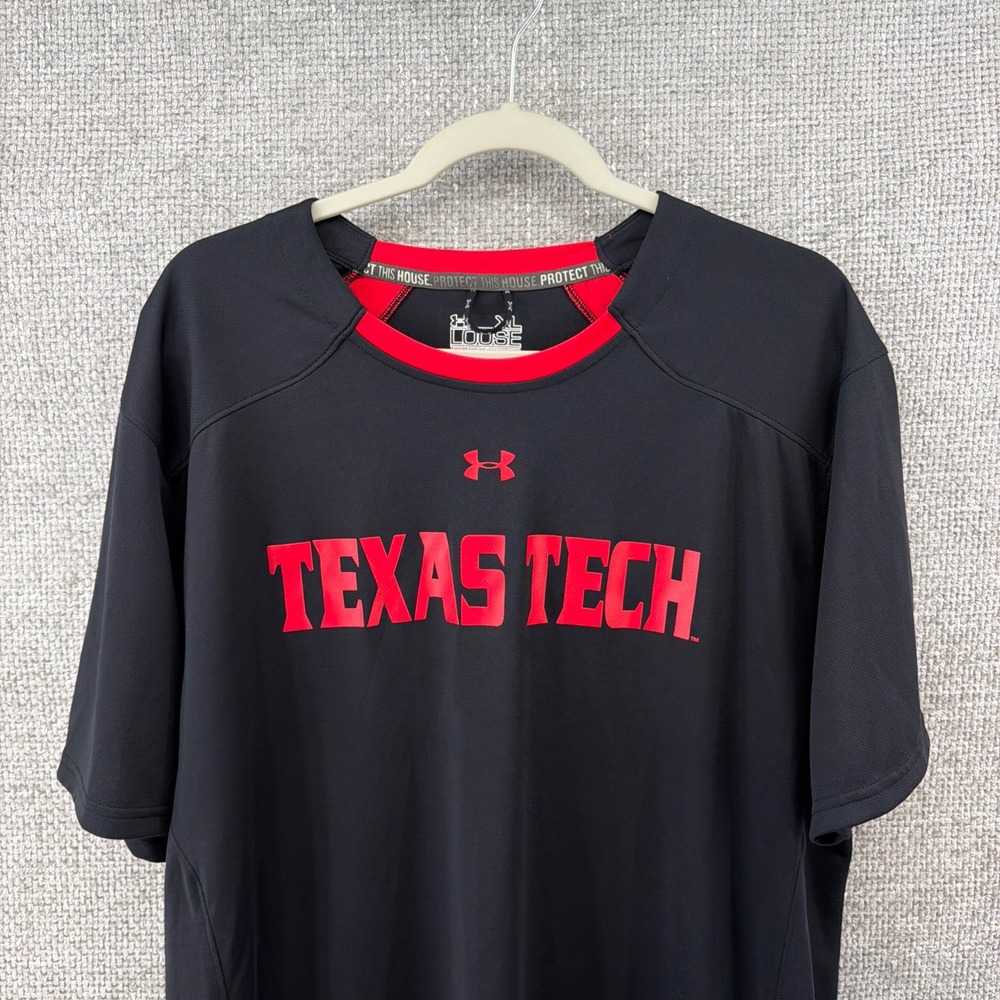 Under Armour Mens XL Texas Tech Red Raiders Loose HeatGear Shirt Black Logo‎